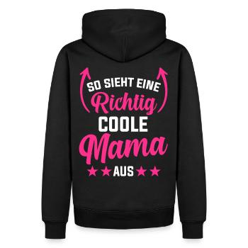 So Sieht eine Richtig Coole Mama Aus - Männer Premium Bio Hoodie - Schwarz - Hinten - Nico (187cm)