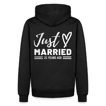 25e anniversaire de mariage - Sweat à capuche Premium bio Homme - noir - Dos - Nico (187cm)