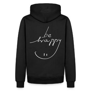 Sei glücklich Lächeln - Männer Premium Bio Hoodie - Schwarz - Hinten - Nico (187cm)