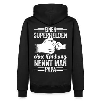 Papa Superheld Vater Vatertag - Männer Premium Bio Hoodie - Schwarz - Hinten - Nico (187cm)