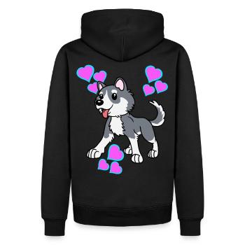 Coeurs Husky Chien Enfants Enfants Animaux bienvenus - Sweat à capuche Premium bio Homme - noir - Dos - Nico (187cm)