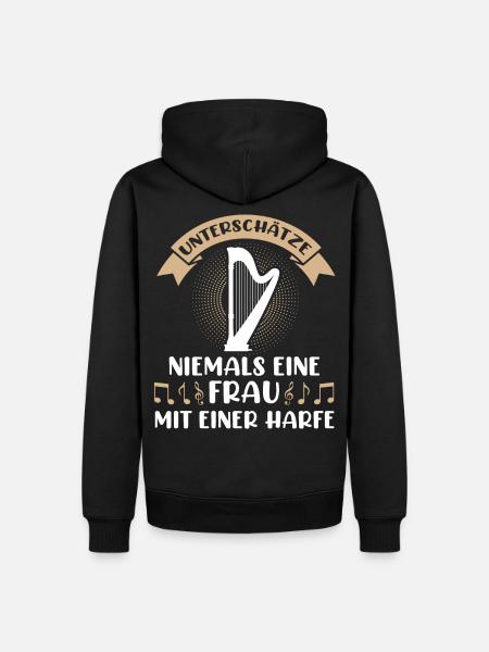Harfen Frau Harfenist Harfenspielerin Musiker - Männer Premium Bio Hoodie - Schwarz