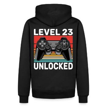 Level 23 Unlocked - 23e anniversaire cadeau de gamer - Sweat à capuche Premium bio Homme - noir - Dos - Nico (187cm)