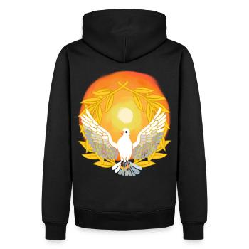 Lumière du soleil Colombe Dieu Jésus Paix Création - Sweat à capuche Premium bio Homme - noir - Dos - Nico (187cm)