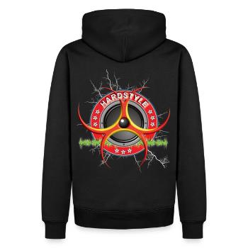 Hardstyle Musik Techno - Männer Premium Bio Hoodie - Schwarz - Hinten - Nico (187cm)