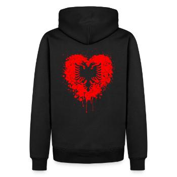 Aigle albanaise drapeau coeur - Sweat à capuche Premium bio Homme - noir - Dos - Nico (187cm)