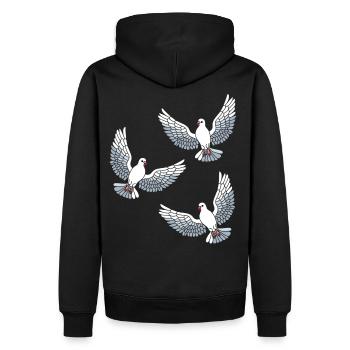 Pigeons Oiseaux - Sweat à capuche Premium bio Homme - noir - Dos - Nico (187cm)