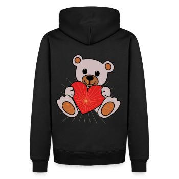 Kuschel Schmuse Bär Herz Liebe Valentin herzlich - Männer Premium Bio Hoodie - Schwarz - Hinten - Nico (187cm)