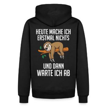 Faultier Heute Mache Ich Nichts Lustige Sprüche Fü - Männer Premium Bio Hoodie - Schwarz - Hinten - Nico (187cm)