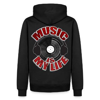 MUSIC is my life Headset - Sweat à capuche Premium bio Homme - noir - Dos - Nico (187cm)
