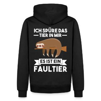 Ich Spüre Das Tier In Mir Es Ist ein Faultier - Männer Premium Bio Hoodie - Schwarz - Hinten - Nico (187cm)