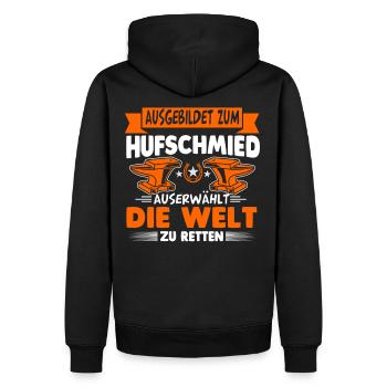 Hufschmied Hufschmiede Hufbeschlagschmied - Männer Premium Bio Hoodie - Schwarz - Hinten - Nico (187cm)