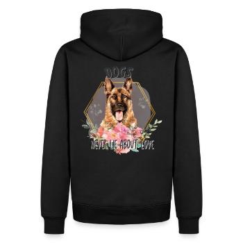 German Shepherd I German Shepherd Puppies - Men’s Premium Organic Hoodie - black - Back - Nico (187cm)