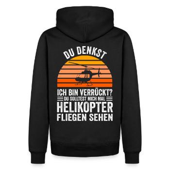Helikopter Helikopterpilot Hubschrauber Heli - Männer Premium Bio Hoodie - Schwarz - Hinten - Nico (187cm)