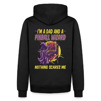 Ich bin ein Vati und ein Pinball Wizard - Männer Premium Bio Hoodie - Schwarz - Hinten - Nico (187cm)