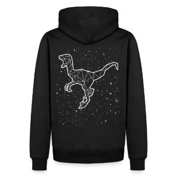Velociraptor Raptor Dinosaurier Sternzeichen - Männer Premium Bio Hoodie - Schwarz - Hinten - Nico (187cm)