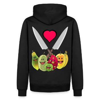 Küchenmesser Vegetarisch Früchte exotisch Obst - Männer Premium Bio Hoodie - Schwarz - Hinten - Nico (187cm)