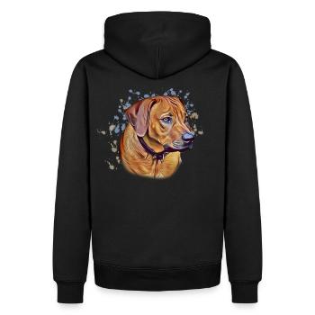 Rhodesian Ridgeback Portrait Hundebesitzer - Männer Premium Bio Hoodie - Schwarz - Hinten - Nico (187cm)
