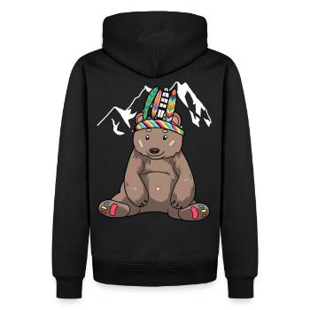 Bär Braunbär Kinder Schamane Hippie - Männer Premium Bio Hoodie - Schwarz - Hinten - Nico (187cm)