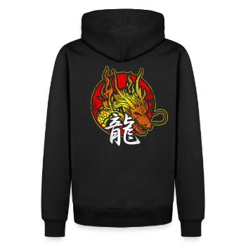Dragon Chine Signe de schirft - Sweat à capuche Premium bio Homme - noir - Dos - Nico (187cm)