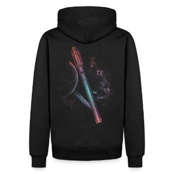 Falcon 9 Rakete - Männer Premium Bio Hoodie - Schwarz - Hinten - Nico (187cm)