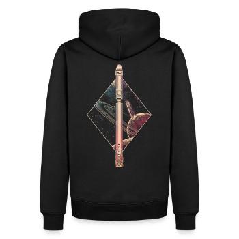 Falcon 9 Rakete - Männer Premium Bio Hoodie - Schwarz - Hinten - Nico (187cm)