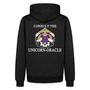 Befrag das Einhorn Orakel, Fantasy Wahrsager Kugel - Männer Premium Bio Hoodie - Schwarz - Hinten - Nico (187cm)