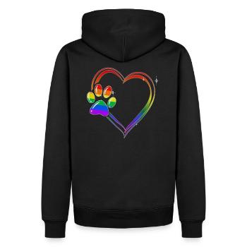 Pfote Hunde Herz Hundeliebhaber, Hund Regenbogen - Männer Premium Bio Hoodie - Schwarz - Hinten - Nico (187cm)