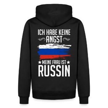 Meine Frau Ist Russin Russen Russland Russisches - Männer Premium Bio Hoodie - Schwarz - Hinten - Nico (187cm)