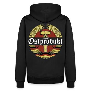 Original Ostprodukt - Made in DDR - Männer Premium Bio Hoodie - Schwarz - Hinten - Nico (187cm)