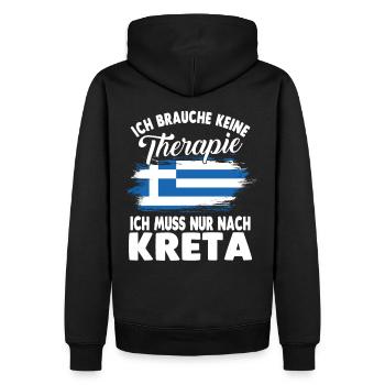 Ich brauche keine Therapie ich muss nur nach Kreta - Männer Premium Bio Hoodie - Schwarz - Hinten - Nico (187cm)