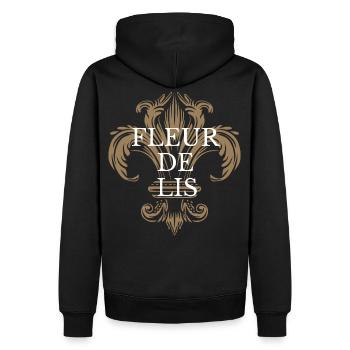 Fleur de Lis - Men’s Premium Organic Hoodie - black - Back - Nico (187cm)