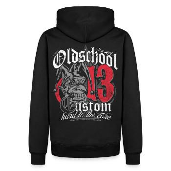 Oldschool Custom - Männer Premium Bio Hoodie - Schwarz - Hinten - Nico (187cm)
