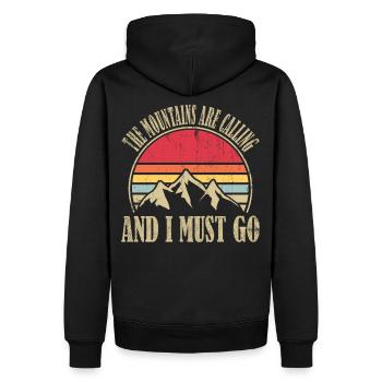 The Mountains Are Calling And I Must Go / Hiking - Men’s Premium Organic Hoodie - black - Back - Nico (187cm)