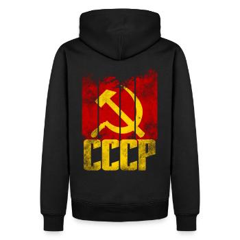 UdSSR Sowjetunion - Hammer & Sichel - Kommunismus - Männer Premium Bio Hoodie - Schwarz - Hinten - Nico (187cm)
