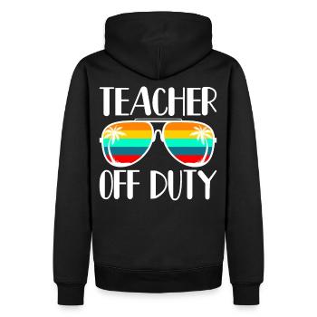 Teacher Off Duty enseignants vacances plage d’été - Sweat à capuche Premium bio Homme - noir - Dos - Nico (187cm)