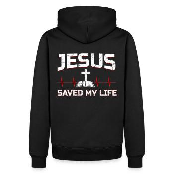 Jesus - Männer Premium Bio Hoodie - Schwarz - Hinten - Nico (187cm)