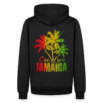 Jamaika - Männer Premium Bio Hoodie - Schwarz - Hinten - Nico (187cm)