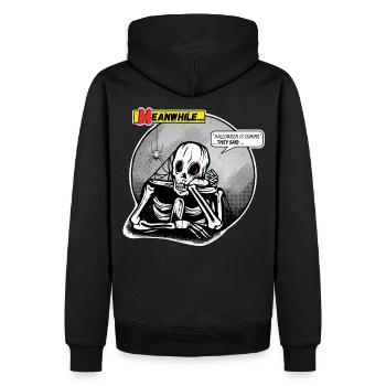 Halloween is coming they said Skelett Horror Comic - Männer Premium Bio Hoodie - Schwarz - Hinten - Nico (187cm)