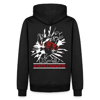 Explosives Diensthund Sprengstoff TNT Spürhund - Männer Premium Bio Hoodie - Schwarz - Hinten - Nico (187cm)