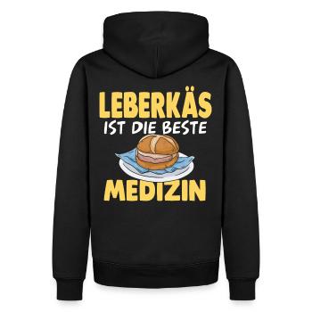 Leberkäse Leberkäs Fleischkäse - Männer Premium Bio Hoodie - Schwarz - Hinten - Nico (187cm)