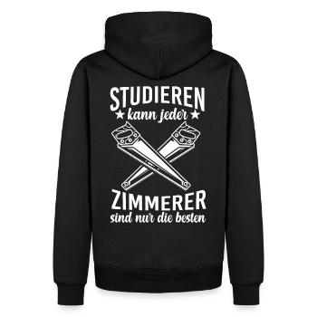 Zimmerer Zimmerei Zimmermann - Männer Premium Bio Hoodie - Schwarz - Hinten - Nico (187cm)