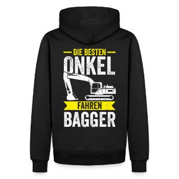 Baggerfahrer Onkel Baggern Bagger - Männer Premium Bio Hoodie - Schwarz - Hinten - Nico (187cm)
