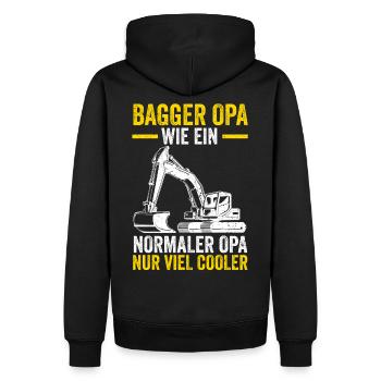 Bagger Opa Großvater Baggern Baggerfahrer - Männer Premium Bio Hoodie - Schwarz - Hinten - Nico (187cm)