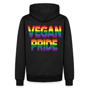 Vegan Pride Veganer LGBT Veganerin LGBTQ Pride - Männer Premium Bio Hoodie - Schwarz - Hinten - Nico (187cm)