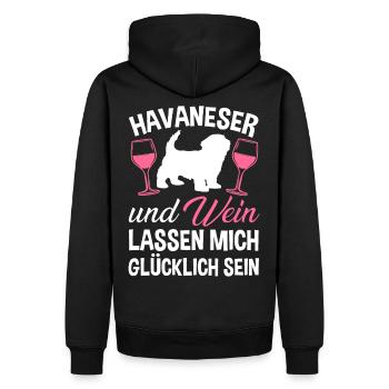 Havaneser und Wein - Männer Premium Bio Hoodie - Schwarz - Hinten - Nico (187cm)