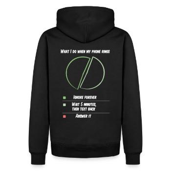 Lustiger introvertierter antisozialer Telefonanruf - Männer Premium Bio Hoodie - Schwarz - Hinten - Nico (187cm)