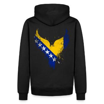 Bosnien Flagge - Männer Premium Bio Hoodie - Schwarz - Hinten - Nico (187cm)