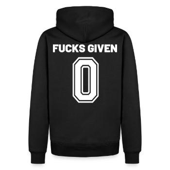 Zero Fucks Given – Bold 0 Logo - Männer Premium Bio Hoodie - Schwarz - Hinten - Nico (187cm)