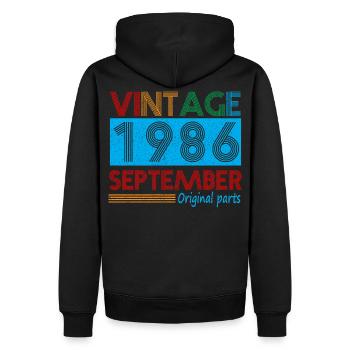 Vintage September 1986 39 Year Old Birthday Gifts - Men’s Premium Organic Hoodie - black - Back - Nico (187cm)